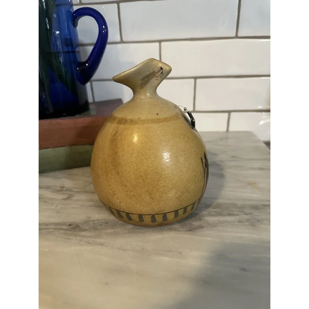 Michael Schlyer Flat Earth Studio Pottery 3 Warriors Vase Vintage Cabincore
